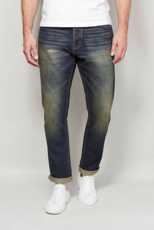 Dirty Denim Distressed Jeans With Stretch